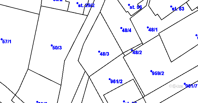 Parcela st. 48/3 v KÚ Kadolec, Katastrální mapa