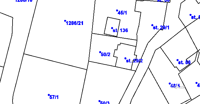 Parcela st. 50/2 v KÚ Kadolec, Katastrální mapa