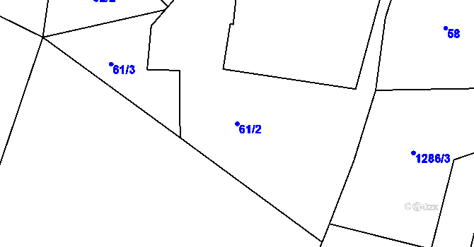 Parcela st. 61/2 v KÚ Kadolec, Katastrální mapa
