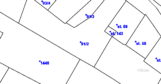 Parcela st. 91/2 v KÚ Kadolec, Katastrální mapa