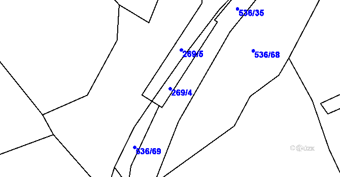 Parcela st. 269/4 v KÚ Kadolec, Katastrální mapa