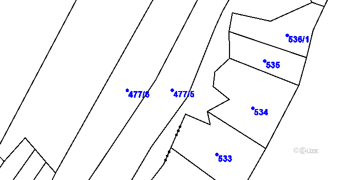 Parcela st. 477/5 v KÚ Kadolec, Katastrální mapa