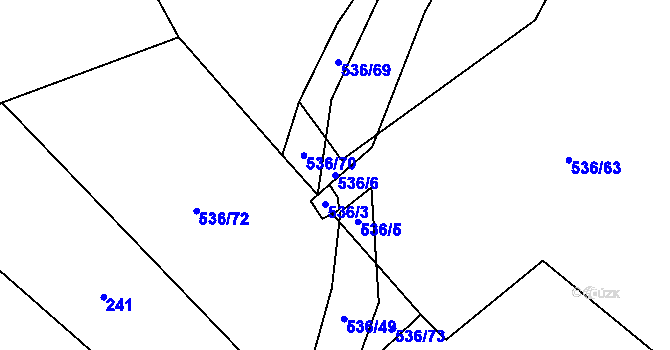 Parcela st. 536/6 v KÚ Kadolec, Katastrální mapa