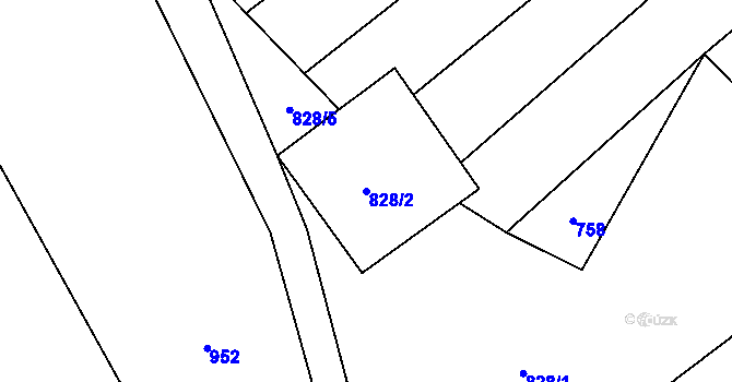 Parcela st. 828/2 v KÚ Kadolec, Katastrální mapa