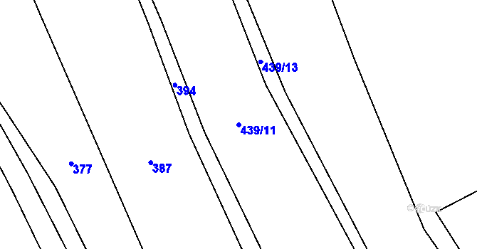 Parcela st. 439/11 v KÚ Kadolec, Katastrální mapa