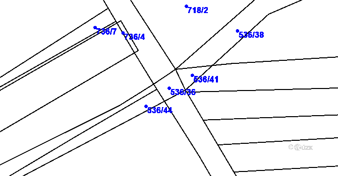 Parcela st. 536/36 v KÚ Kadolec, Katastrální mapa
