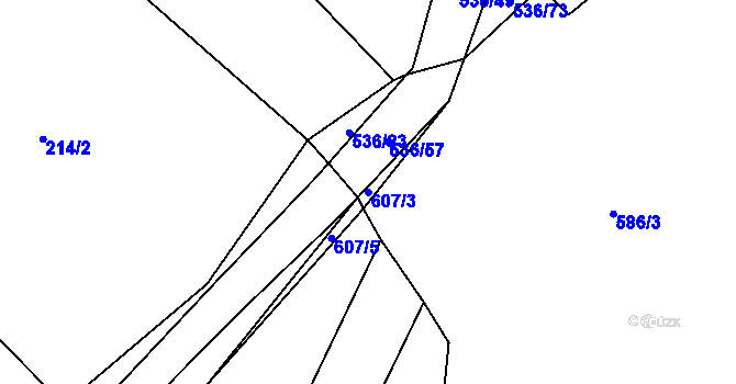 Parcela st. 607/3 v KÚ Kadolec, Katastrální mapa