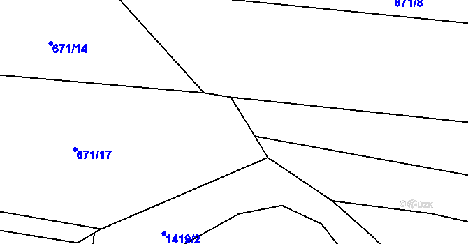Parcela st. 671/12 v KÚ Kadolec, Katastrální mapa