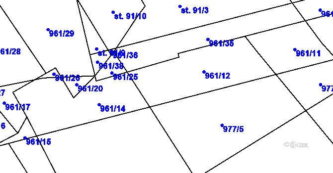 Parcela st. 961/13 v KÚ Kadolec, Katastrální mapa