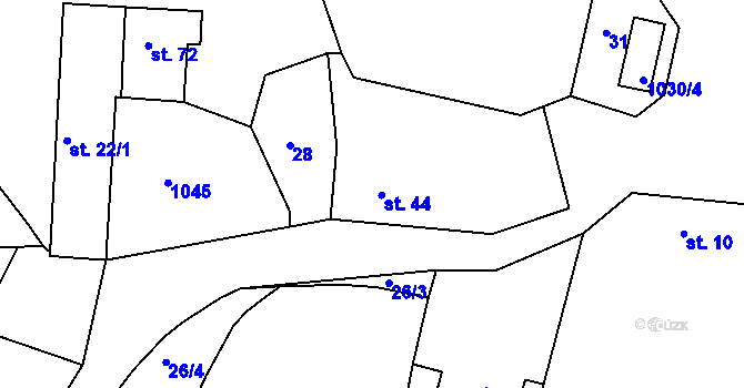Parcela st. 44 v KÚ Kadov u Blatné, Katastrální mapa