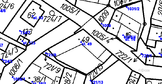 Parcela st. 49 v KÚ Kadov u Blatné, Katastrální mapa