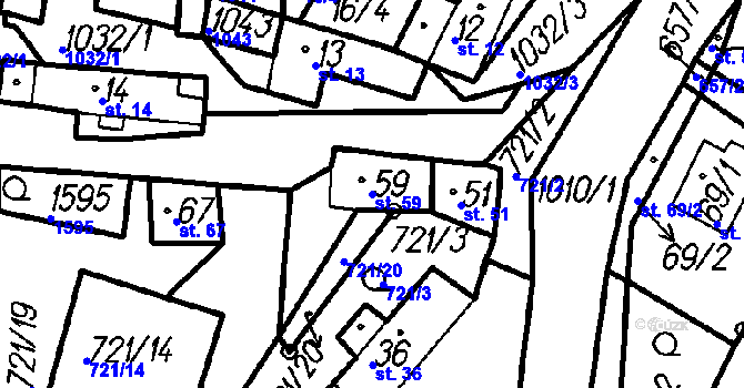 Parcela st. 59 v KÚ Kadov u Blatné, Katastrální mapa