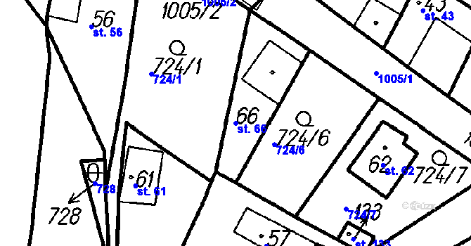 Parcela st. 66 v KÚ Kadov u Blatné, Katastrální mapa