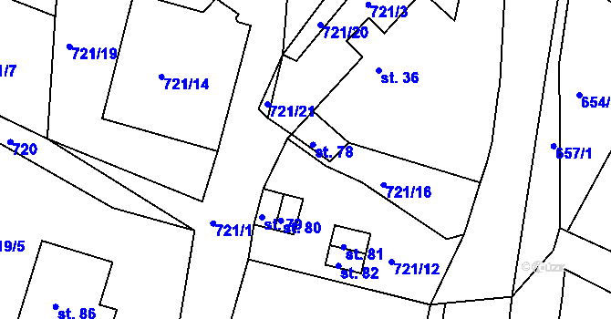 Parcela st. 78 v KÚ Kadov u Blatné, Katastrální mapa