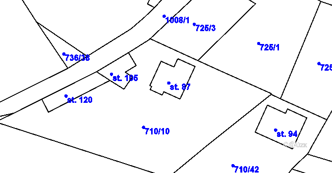 Parcela st. 87 v KÚ Kadov u Blatné, Katastrální mapa