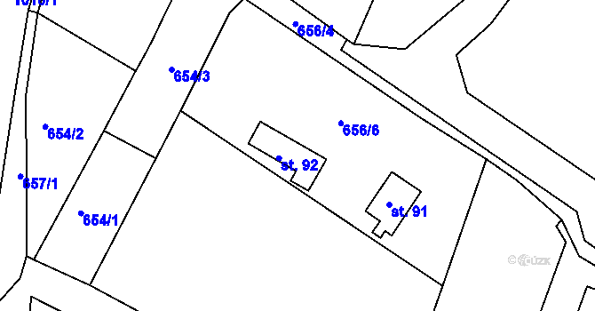 Parcela st. 92 v KÚ Kadov u Blatné, Katastrální mapa
