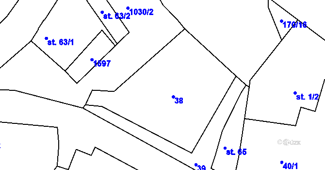 Parcela st. 38 v KÚ Kadov u Blatné, Katastrální mapa
