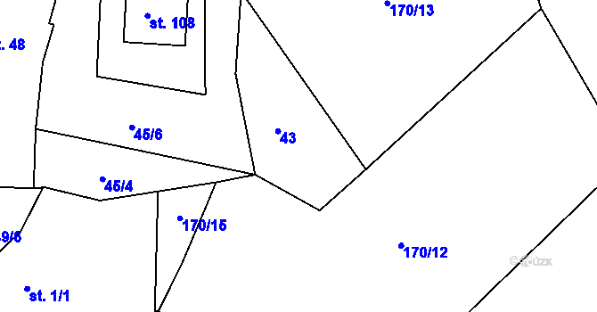 Parcela st. 43 v KÚ Kadov u Blatné, Katastrální mapa