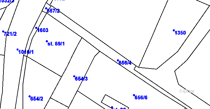 Parcela st. 656/4 v KÚ Kadov u Blatné, Katastrální mapa
