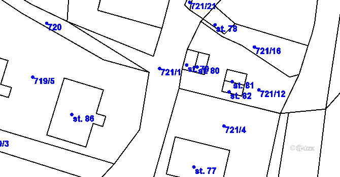 Parcela st. 721/1 v KÚ Kadov u Blatné, Katastrální mapa