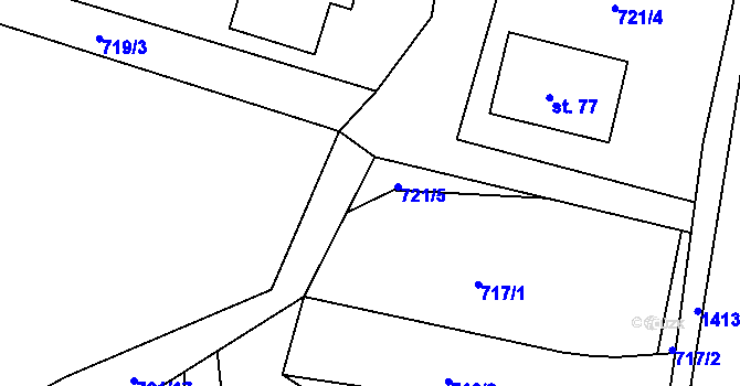 Parcela st. 721/5 v KÚ Kadov u Blatné, Katastrální mapa