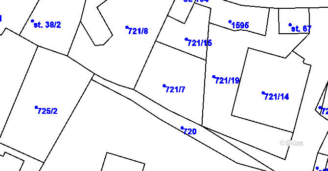 Parcela st. 721/7 v KÚ Kadov u Blatné, Katastrální mapa