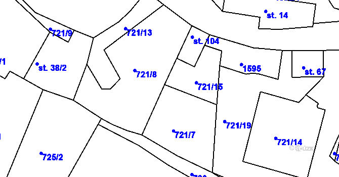 Parcela st. 721/15 v KÚ Kadov u Blatné, Katastrální mapa