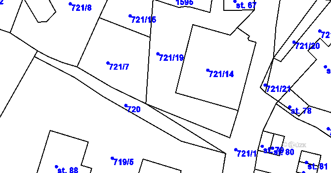 Parcela st. 721/19 v KÚ Kadov u Blatné, Katastrální mapa