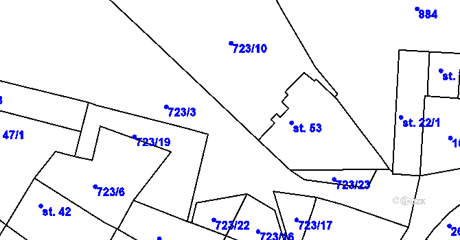 Parcela st. 723/3 v KÚ Kadov u Blatné, Katastrální mapa