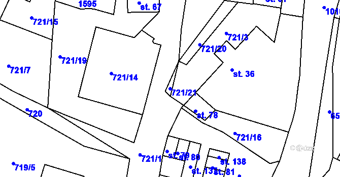 Parcela st. 721/21 v KÚ Kadov u Blatné, Katastrální mapa