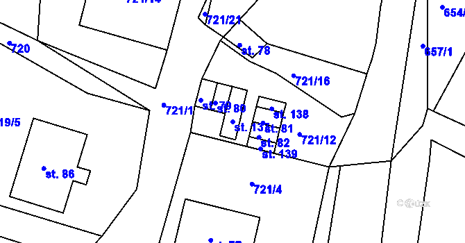 Parcela st. 137 v KÚ Kadov u Blatné, Katastrální mapa