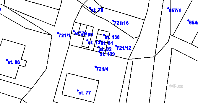 Parcela st. 139 v KÚ Kadov u Blatné, Katastrální mapa