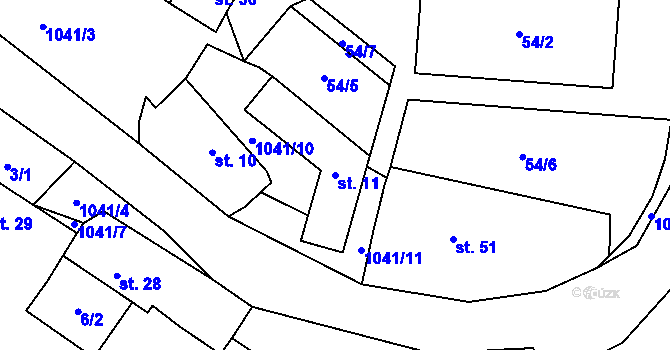 Parcela st. 11 v KÚ Vrbno, Katastrální mapa