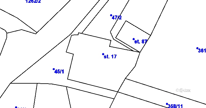 Parcela st. 17 v KÚ Vrbno, Katastrální mapa