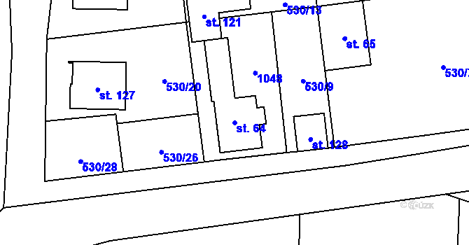 Parcela st. 64 v KÚ Vrbno, Katastrální mapa