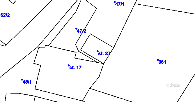 Parcela st. 87 v KÚ Vrbno, Katastrální mapa