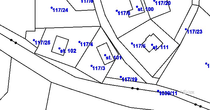 Parcela st. 101 v KÚ Vrbno, Katastrální mapa