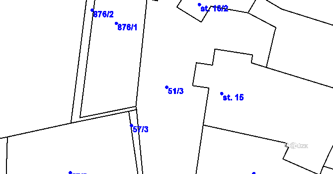 Parcela st. 51/3 v KÚ Vrbno, Katastrální mapa