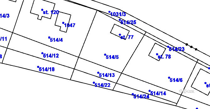 Parcela st. 514/5 v KÚ Vrbno, Katastrální mapa