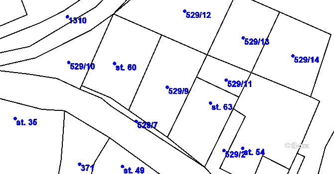 Parcela st. 529/9 v KÚ Vrbno, Katastrální mapa