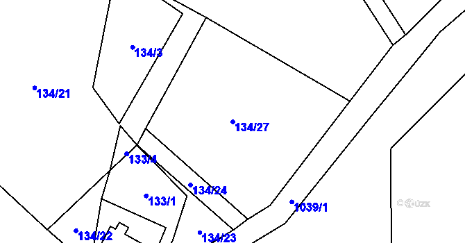 Parcela st. 134/27 v KÚ Vrbno, Katastrální mapa