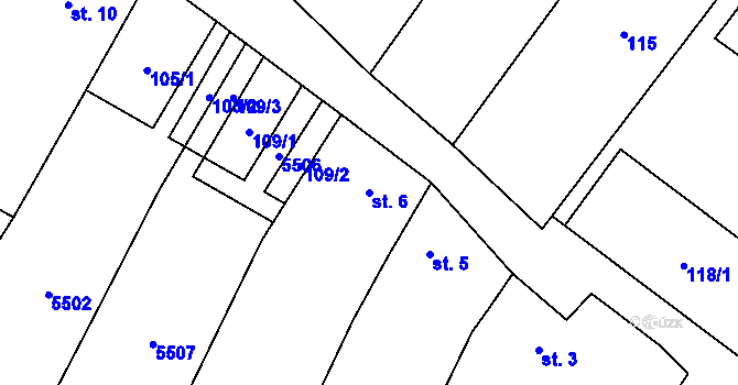 Parcela st. 6 v KÚ Kadov, Katastrální mapa