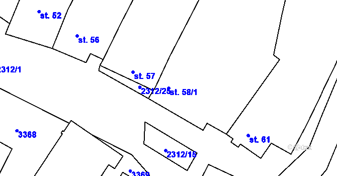 Parcela st. 58/1 v KÚ Kadov, Katastrální mapa