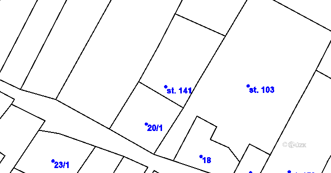 Parcela st. 141 v KÚ Kadov, Katastrální mapa