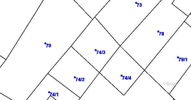 Parcela st. 74/3 v KÚ Kadov, Katastrální mapa