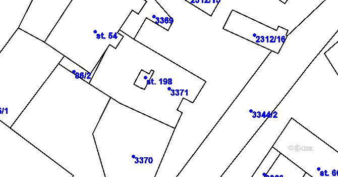 Parcela st. 3371 v KÚ Kadov, Katastrální mapa