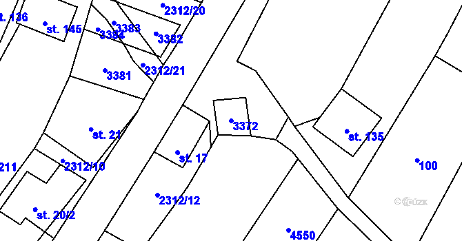 Parcela st. 3372 v KÚ Kadov, Katastrální mapa