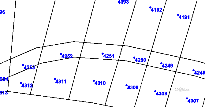 Parcela st. 4251 v KÚ Kadov, Katastrální mapa