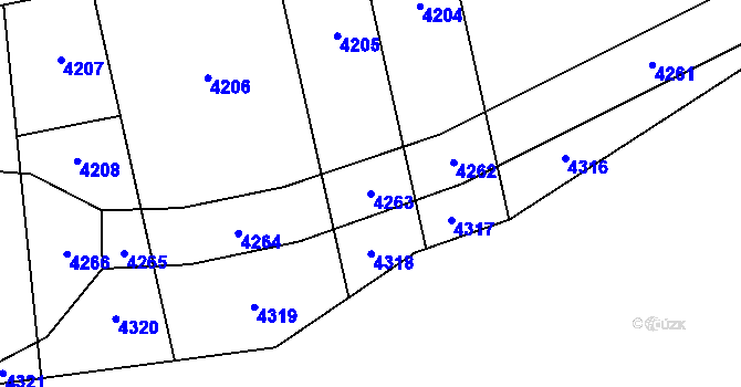 Parcela st. 4263 v KÚ Kadov, Katastrální mapa