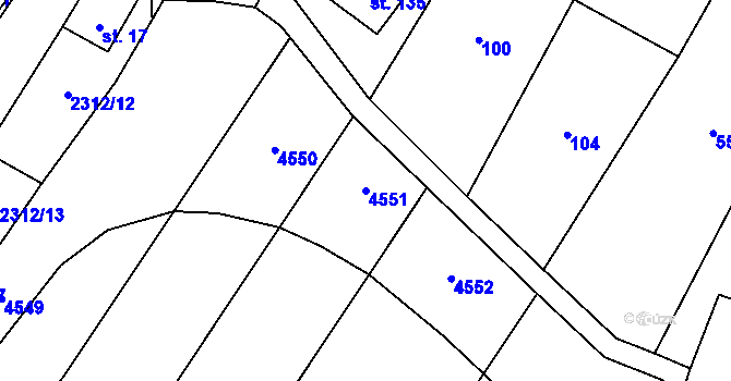 Parcela st. 4551 v KÚ Kadov, Katastrální mapa